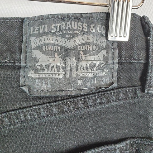 Levis 511 Men Denim Stone Wash Dark Slim Fit Zip Fly Casual Jeans Size 29x30 - Picture 7 of 11